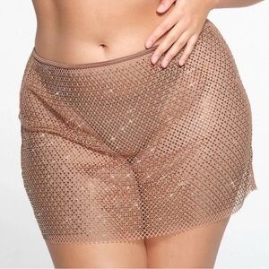 SKIMS NWT Swarovski Crystal Stretch Knit Mini Skirt Swim Coverup